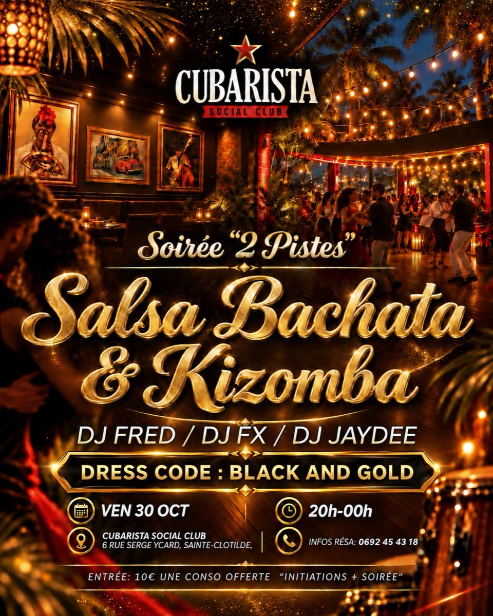 Affiche : Soirée Salsa Bachata & Kizomba 2 pistes au Cubarista